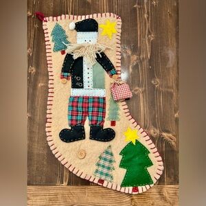 Primitive‎ Christmas Stocking with Santa Design
